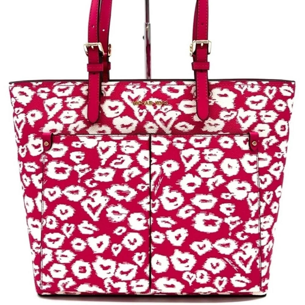Michael Kors Jet Set Medium Pocket Tote Bag Electric Pink Multi